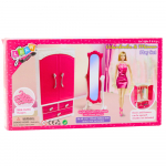 M&ouml;&ouml;bel, komplekt Lean Toys Wardrobe & Mirror, valge v./roosa v.