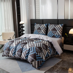 Voodipesukomplekt PBS-841, sinine v./hall v./grafiit v., 70 x 80 cm, 180 x 200 cm, 3 os.