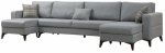 Nurgadiivan - voodi Atelier Del Sofa Kristal, helehall v., 90 x 351 cm x 86 cm