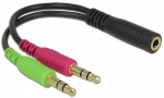 Adapter Delock Jack 3.5mm - Jack 3.5mm x2 3.5 mm stereo female, 3.5 mm stereo male x2, 0.12 m, punane v.