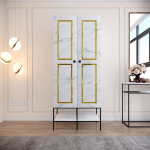 Riidekapp Kalune Design Martin 2, kuldne v./valge v./must v., 84 cm x 50 cm x 200 cm