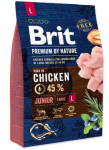 Kuiv koeratoit Brit Premium By Nature Junior Large Chicken, 3 kg