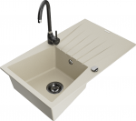 K&ouml;&ouml;givalamu koos kraaniga Mexen Cesar, graniit, 77 cm x 47 cm x 20 cm, must/pruunikas