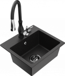 K&ouml;&ouml;givalamu koos kraaniga Mexen Milo, graniit, 43 cm x 41 cm x 17.1 cm, h&otilde;be/must/kroom