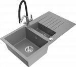 K&ouml;&ouml;givalamu koos kraaniga Mexen Matias, graniit, 90 cm x 50.5 cm x 20 cm, kroomi/must/hall