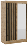 Riidekapp ADRK Delia, must v./artisan oak, 60 cm x 120 cm x 205 cm, peegliga