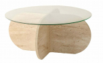 Kohvilaud Kalune Design Bubble, l&auml;bipaistev v./travertine v., 75 cm x 75 cm x 35 cm