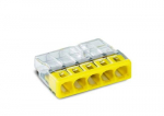 Klemm Wago 2273-205/100, 5 x 0.5-2.5mm&sup2;, 5 koht., 24 A, kollane v., 100 tk