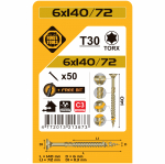 Puidukruvi, keeratavad puu sisse Forte Tools, 6 x 140 mm, kollane v., 50 tk