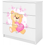 Laste kummut Kocot Kids Babydreams Teddybear Butterflies, valge v., 80 cm x 41 cm x 80.5 cm