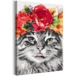 Maalimine numbrite j&auml;rgi Artgeist Cat With Flowers MA_0399, mitmev&auml;rviline, 40 x 60 cm