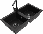 K&ouml;&ouml;givalamu koos kraaniga Mexen Mario Black, graniit, 82 cm x 43 cm x 16.1 cm, must
