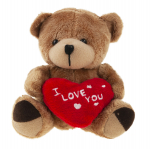 Pehme m&auml;nguasi karu I Love You, pruun/punane, 12 cm