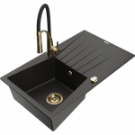 K&ouml;&ouml;givalamu koos kraaniga Mexen Cesar, graniit, 77.5 cm x 47 cm x 19 cm, metallic black/gold+black/gold v.