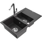 K&ouml;&ouml;givalamu koos kraaniga Mexen Gaspar, graniit, 73.7 cm x 47.5 cm x 17.7 cm, black granite+black granite/chrome v.