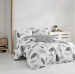 Voodipesukomplekt Mijolnir Plume, valge v./hall v., 50 x 70 cm, 160 x 220 cm, 3 os.