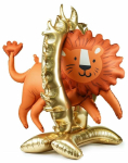 Fooliumist &otilde;hupall erikujuga PartyDeco Lion, pruun v./kuldne v.