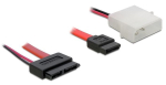 Juhe Delock SATA 7+6 pin / SATA / 2 pin Slim SATA 7+6 pin female, SATA 7 pin + 2 pin power male, 0.3 m, punane v.