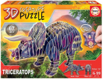 3D-pusle Educa Triceratops 19183, 43 cm x 14 cm, 67 tk, mitmev&auml;rviline