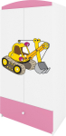 Laste riidekapp Kocot Kids Babydreams Digger, valge v./roosa v., 90 cm x 52 cm x 175.5 cm
