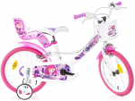Lisaratastega laste jalgratas, laste Dino Bikes Fairy, valge v./roosa v./mitmev&auml;rviline, 16"