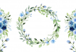 Fototapeet Artgeist Romantic Wreath - Plant Motif With Blue Flowers And Leaves, 70 cm x 100 cm