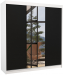 Riidekapp ADRK Santiago, valge v./must v., 58 cm x 200 cm x 215 cm, peegliga