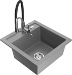 K&ouml;&ouml;givalamu koos kraaniga Mexen Vito Grey+Black/Chrome, graniit, 49 cm x 52 cm x 21 cm, grey+black/chrome