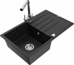 K&ouml;&ouml;givalamu koos kraaniga Mexen Bruno Black+Chrome, graniit, 79 cm x 49 cm x 20 cm, must/kroom