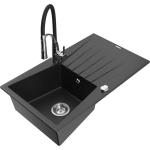 K&ouml;&ouml;givalamu koos kraaniga Mexen Cesar, graniit, 77.5 cm x 47 cm x 19 cm, metallic black/silver+black/chrome v.