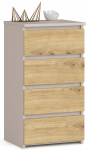 Kummut Akord CL4 PK, ka&scaron;miir v./artisan oak v., 74 cm x 40 cm x 35 cm