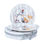 Taldrikute komplekt magustoidu Home4you Mia Snow, 19 cm x 19 cm, valge v./hall v.