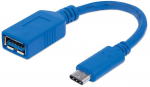 Adapter Manhattan USB-C to USB-A USB 3.1 C male, USB 3.0 A female, 0.15 m, sinine v.