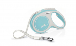 Automaatne jalutusrihm Flexi New Comfort Tape, valge/helesinine, XS 3m