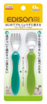 S&ouml;&ouml;giriistad Edison Mama Mini Fork & Spoon, 12 aastat, roostevaba teras/pol&uuml;prop&uuml;leen (pp), sinine v./roheline v.
