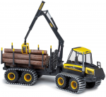 Игрушечные тракторы с аксессуарами Forest Machine Ponsse 77700E, 1:25, must v./kollane v.