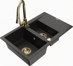 K&ouml;&ouml;givalamu koos kraaniga Mexen Gaspar Elia, graniit, 73.7 cm x 47.5 cm x 17.7 cm, metallic black / gold