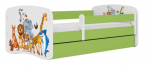 Lastevoodi Kocot Kids Animals, valge v./roheline v., 80 x 160 cm, voodipesu kastiga, ilma madratsita