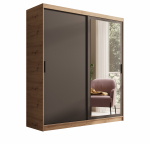 Riidekapp ADRK Hailey, tamm v./must v., 180 cm x 60 cm x 205 cm, peegliga