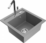 K&ouml;&ouml;givalamu koos kraaniga Mexen Vito Grey+Black/Chrome, graniit, 49 cm x 52 cm x 21 cm, grey+black/chrome