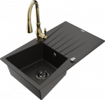 K&ouml;&ouml;givalamu koos kraaniga Mexen Cesar, graniit, 77 cm x 47 cm x 20 cm, kuldne/must/pronksiv&auml;rvi