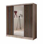 Riidekapp ADRK Ida, must v./sonoma tamm v., 200 cm x 61 cm x 215 cm, peegliga