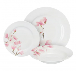 L&otilde;unaserviis Ambition Magnolia, portselan, valge v./roosa v., 18 tk.