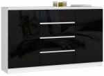 Kummut Akord K160 2D 4SZ CLP, valge v./must v., 99 cm x 160 cm x 40 cm