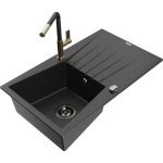 K&ouml;&ouml;givalamu koos kraaniga Mexen Cesar, graniit, 77.5 cm x 47 cm x 19 cm, metallic black/silver+black/gold v.