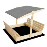 Katusega liivakast 4IQ Hatis, 140 x 140 cm, kaanega, puidu v./hall v., 35 kg