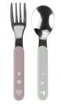 S&ouml;&ouml;giriistad BabyOno Spoon & Fork, 1 aasta, roostevaba teras, hall v./violetne v.
