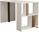 Kirjutuslaud ja riiul Kalune Design Lima 845HCT3836, 120 cm x 60 cm, 75.4 cm, valge v./p&auml;hklipuu v.