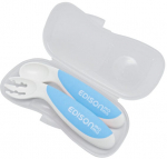 S&ouml;&ouml;giriistad Edison Mama Begginer Set Fork & Spoon, 9 kuud, pol&uuml;prop&uuml;leen (pp)/termoplastkumm (tpe), sinine v./valge v.