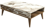 Kohvilaud Kalune Design Valensiya, valge v./p&auml;hklipuu v./beež v., 105 cm x 60 cm x 34.6 cm